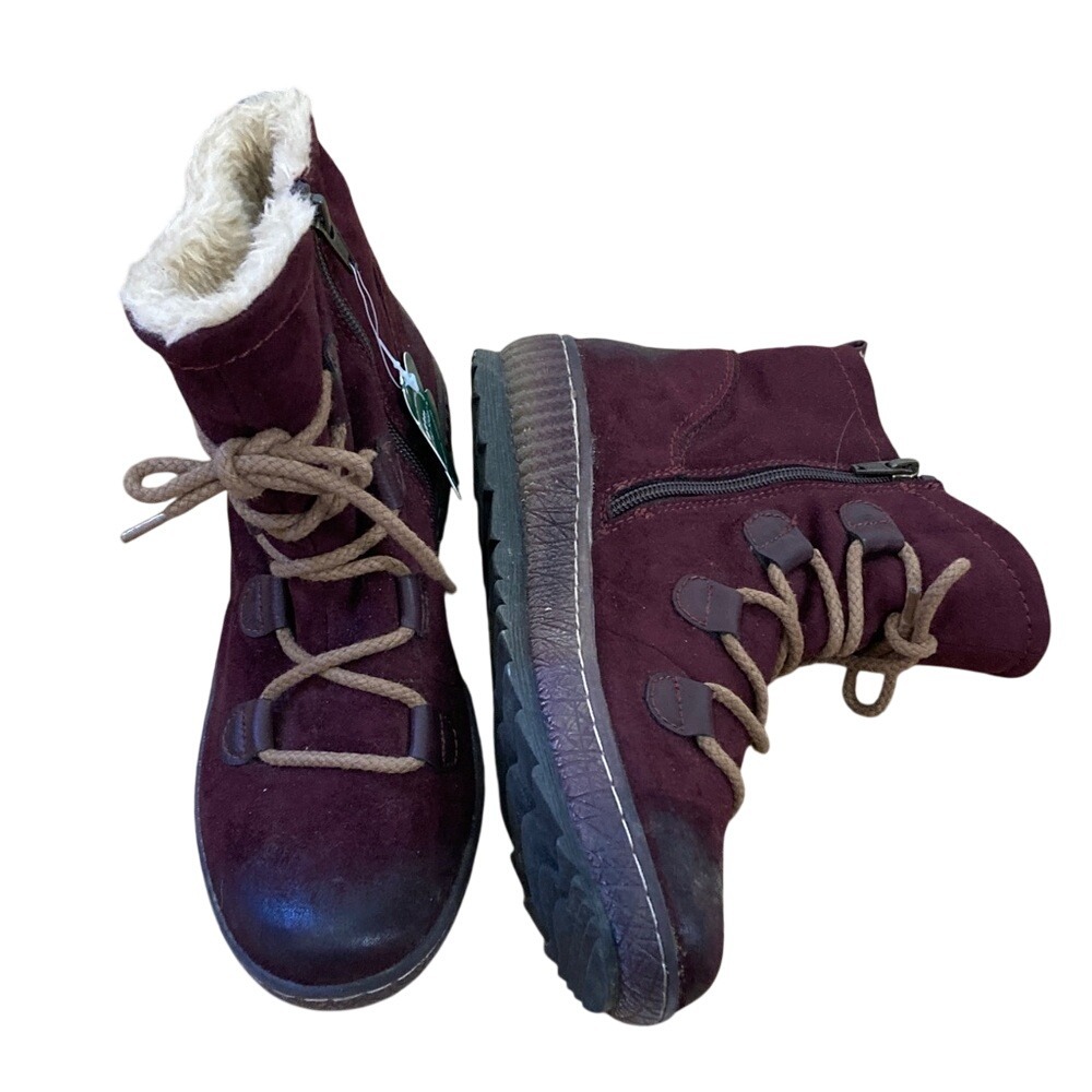 Spring Step Women's Burgundy Plum R-Tex Faux Fur Lined Winter Boots Size 39 NWT
